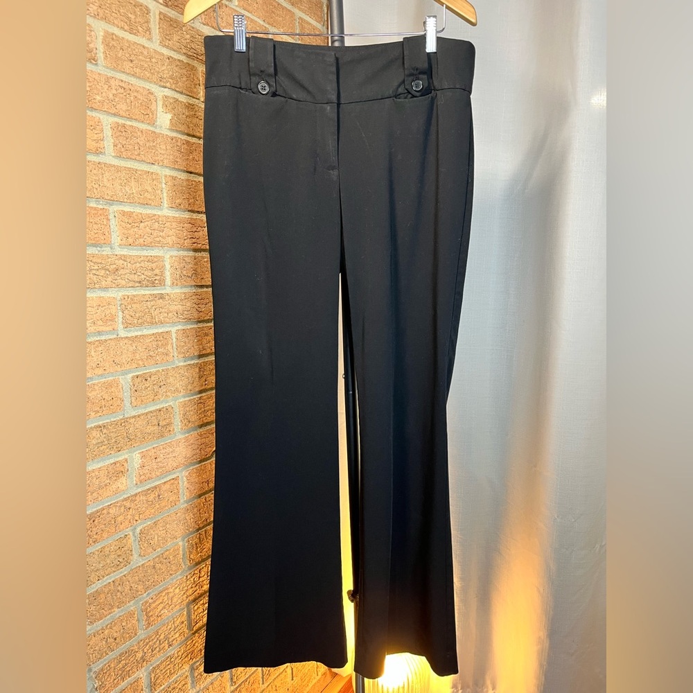 Daisy Fuentes Black Flare Pants Mid Rise Trouser Career Work Size 10